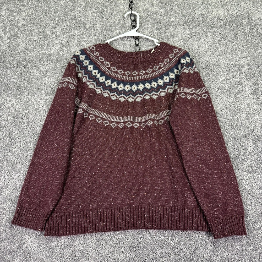 Weatherproof Vintage Sweater Womens Large Maroon Knit Crew Neck Pullover